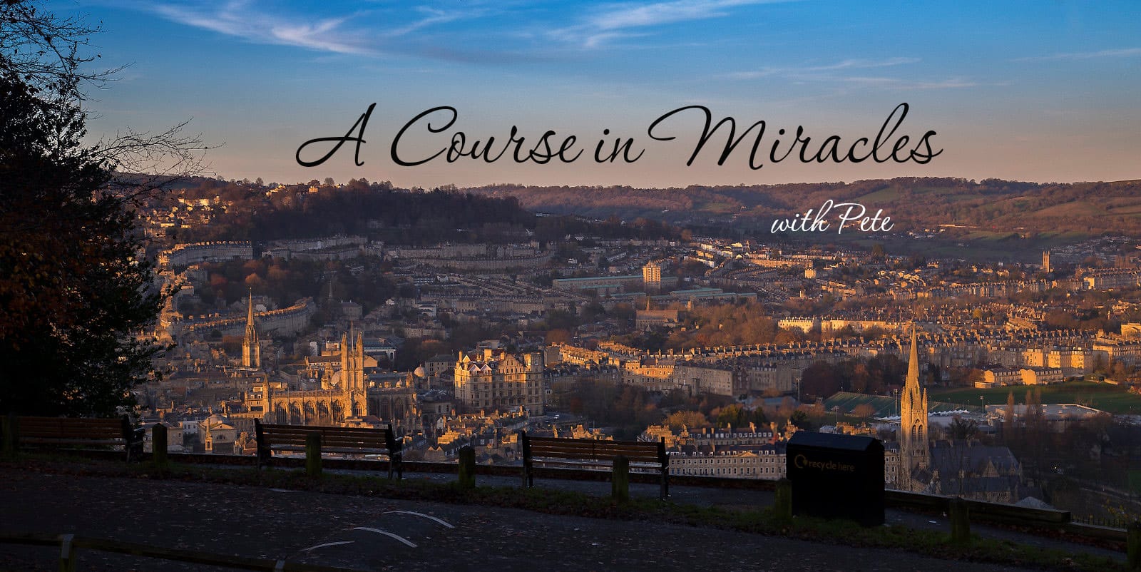 View of bath with A Course in Miracles with Pete written on it